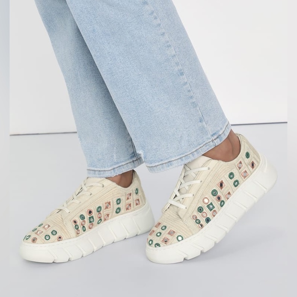 Free People Catch Me If You Can Crochet Sneaker in White Mirror Combo.  NWT SZ39